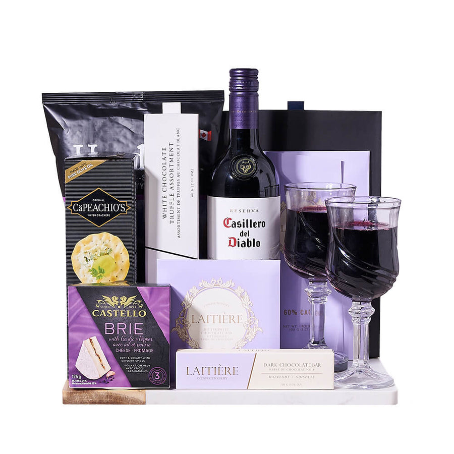 Colchagua Valley Casillero del Diablo Reserva Merlot Pairing Gift, wine gift, wine, gourmet gift, gourmet, chocolate gift, chocolate, cheese gift, cheese