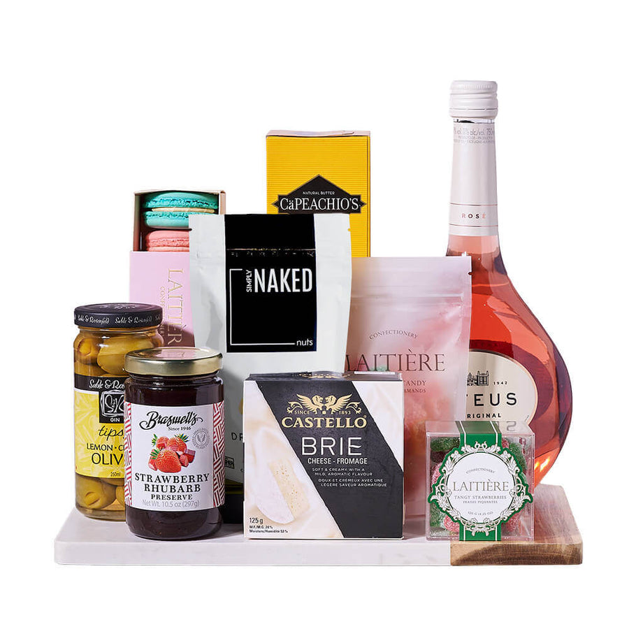 Gourmet Douro Mateus Rosé Board, wine gift, wine, gourmet gift, gourmet, candy gift, candy, cheeseboard gift, cheeseboard