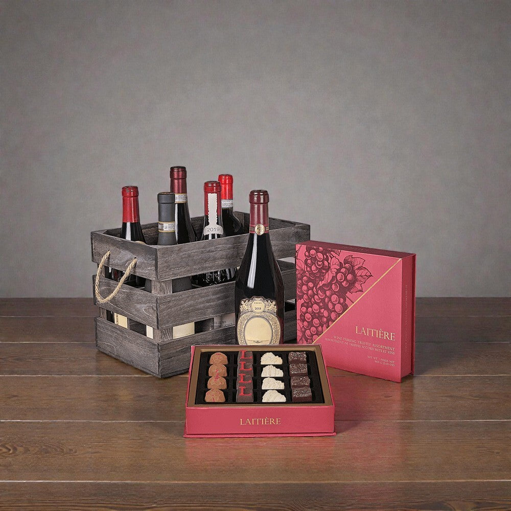 Holiday Rustic Wine Crate, Christmas gift, Christmas, wine gift, wine, chocolate gift, chocolate, luxury gift, luxury, Canada delivery