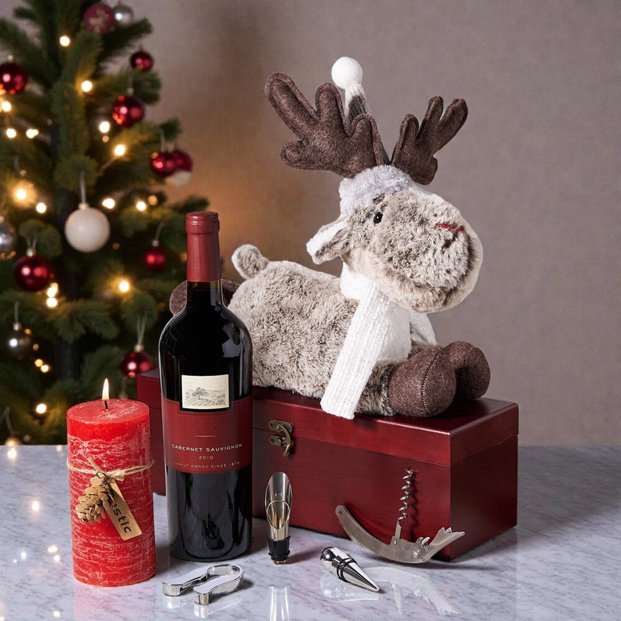 Jolly Evening with a Reindeer Gift, Christmas gift baskets, wine gift baskets