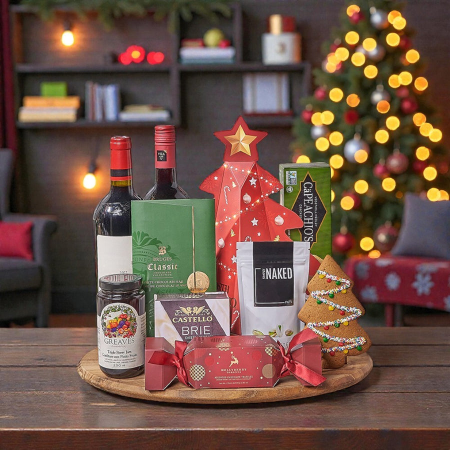 Christmas Sweet & Savory Wine Platter, wine gift, wine, cheese gift, cheese, Christmas gift, Christmas, chocolate gift, chocolate, Canada delivery