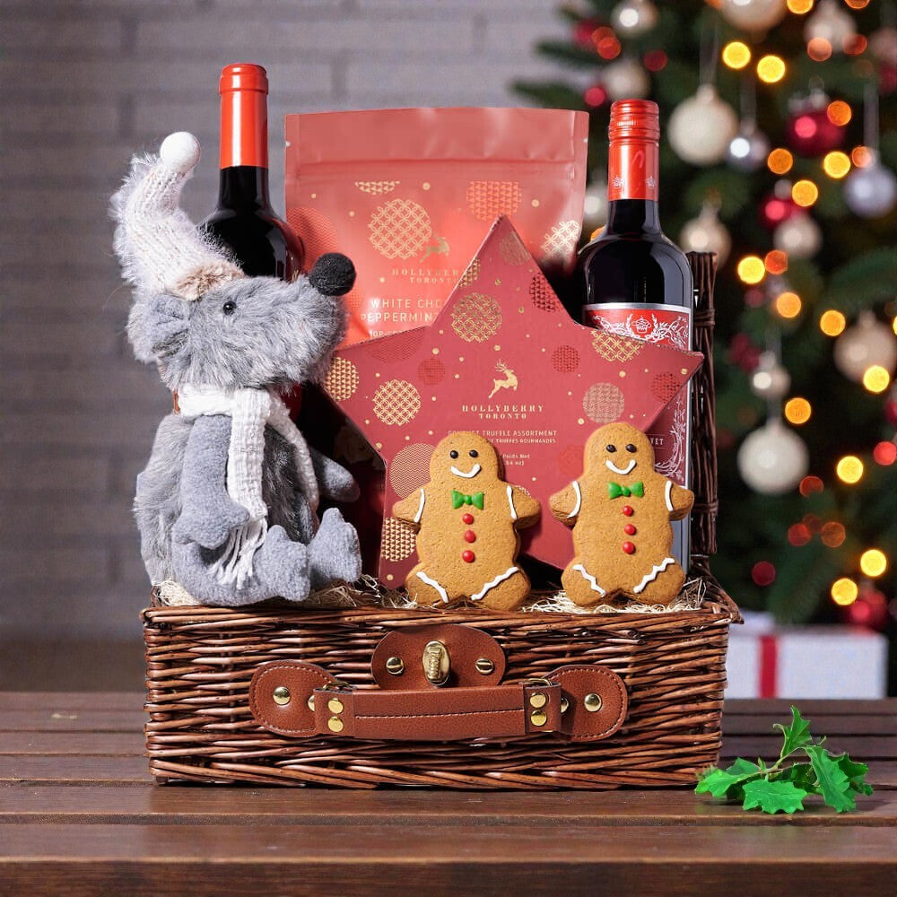 Yuletide Picnic Gift Basket, wine gift, wine, Christmas gift, Christmas, holiday gift, holiday, wine gift, wine, Christmas wine gift, Christmas wine, holiday wine