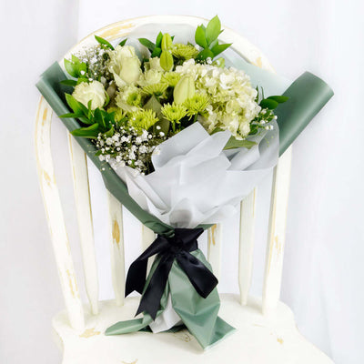 Blossoming Sunrise Mixed bouquet in white and cream. Canada Delivery.