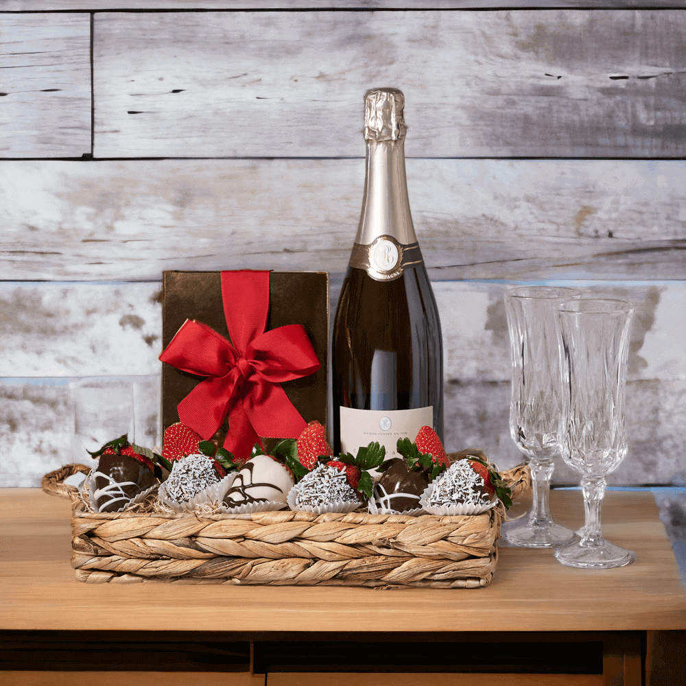 Glorious Chocolate Dipped Strawberries with Sparkling Wine
