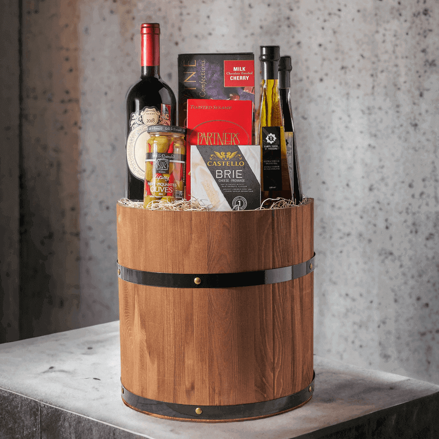 Gourmet Treats & Wine Gift Barrel