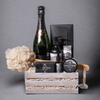 "Grooming Gift Crate with Sparkling Wine" A refreshing and relaxing gift.