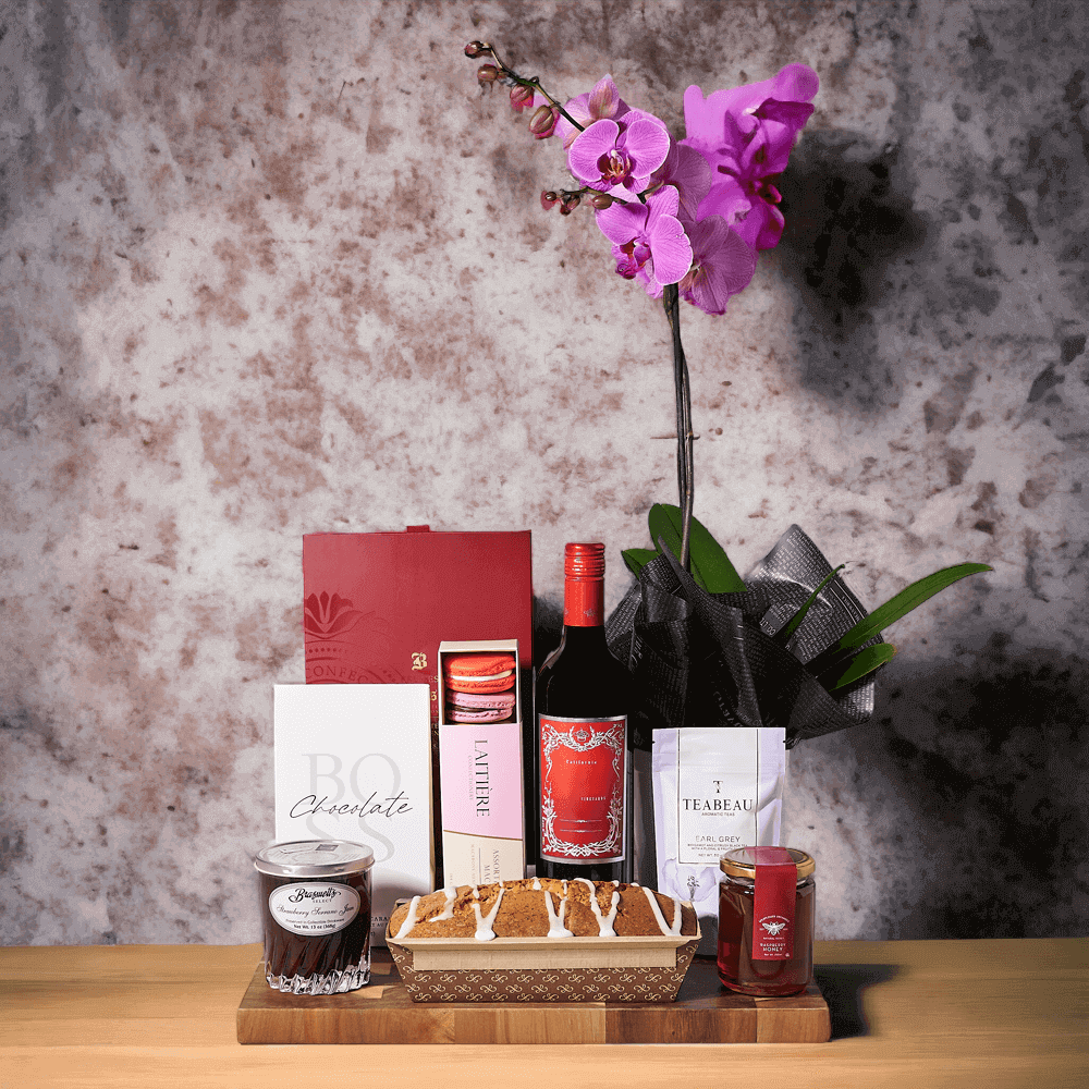 "Lemon Poppy Loaf & Wine Gift Set" A variety of sweet and decadent delights to charm your friends and family, especially for their milestone celebrations.