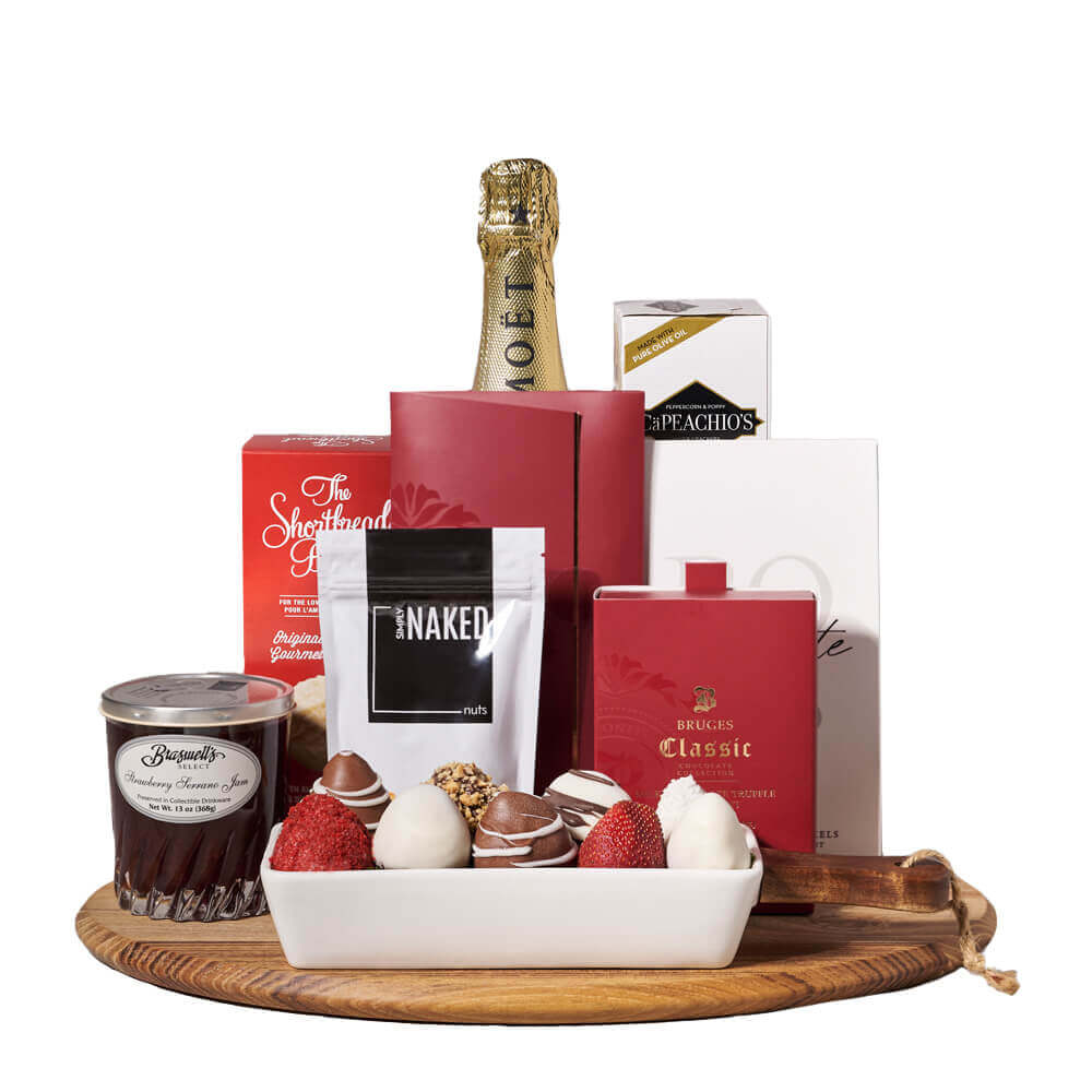 Moët & Chandon Champagne & Chocolate Strawberry Board, champagne gift, champagne, sparkling wine gift, sparkling wine, gourmet gift, gourmet