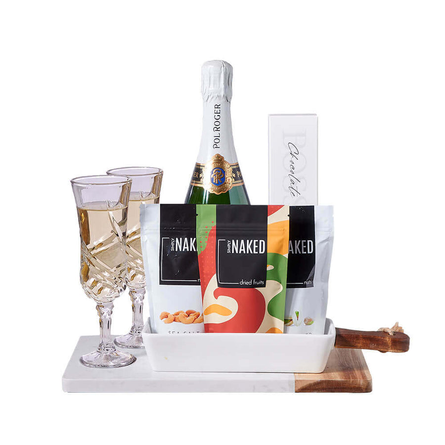 Pol Roger Champagne & Healthy Snack Gift, champagne gift, champagne, gourmet gift, gourmet, chocolate gift, chocolate, nuts gift, nuts