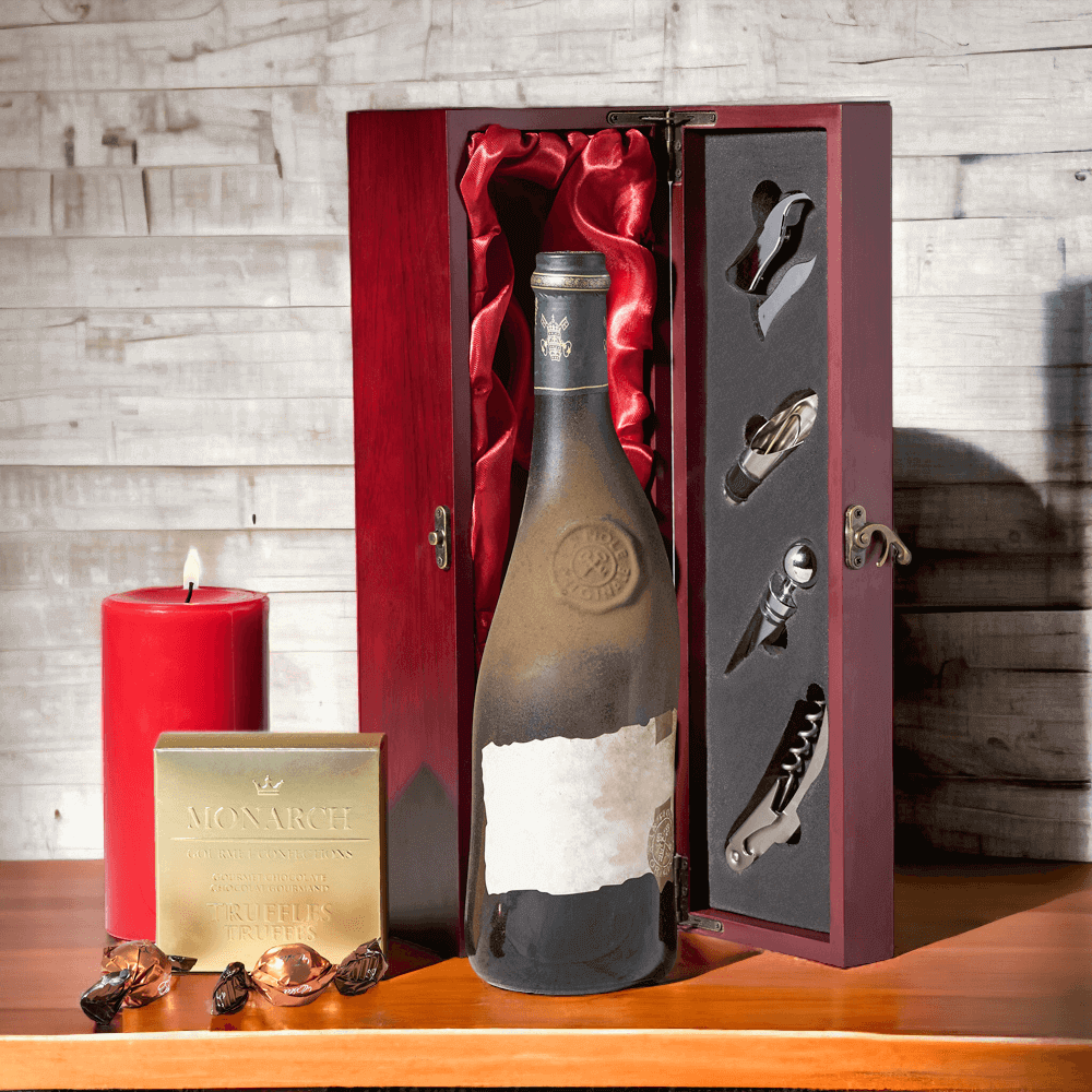 Red & Gold Truffles & Wine Gift Box