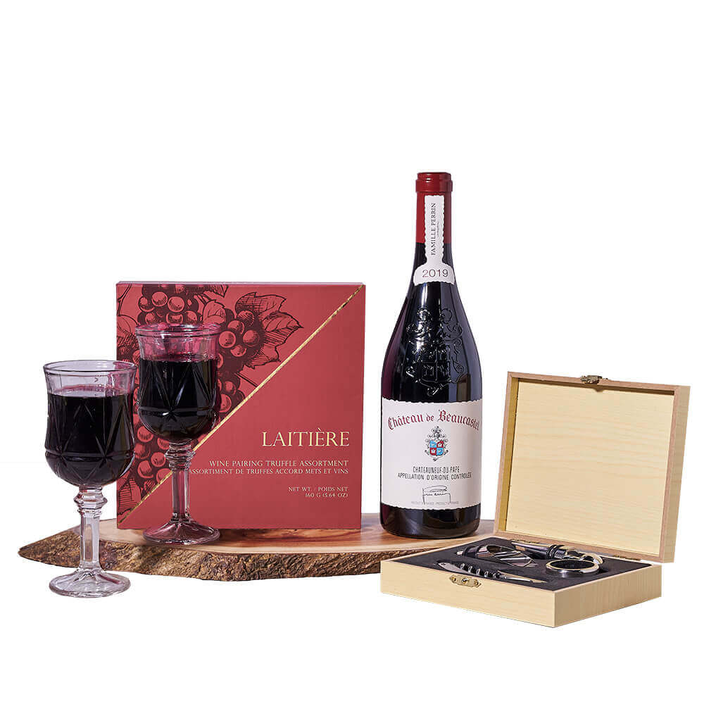 Rhone Château de Beaucastel Châteauneuf-du-Pape Wine & Truffle Gift, chocolate gift, chocolate, wine gift, wine, gourmet gift, gourmet