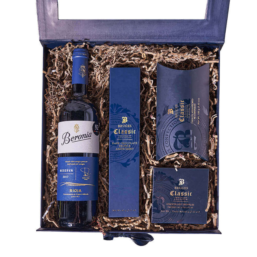 Rioja Beronia Red Wine & Chocolate Gift Box, wine gift, wine, gourmet gift, gourmet, chocolate gift, chocolate