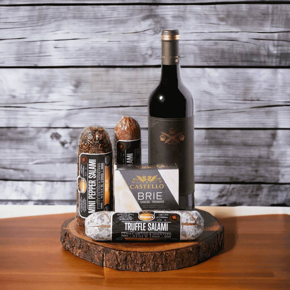 Savoury Gourmet Gift Basket with Wine