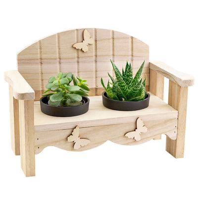 This gift has a rustic wooden planter bench and two lovely potted succulents. Delight someone in your life with a beautiful plant gift they can enjoy for months after they receive it.