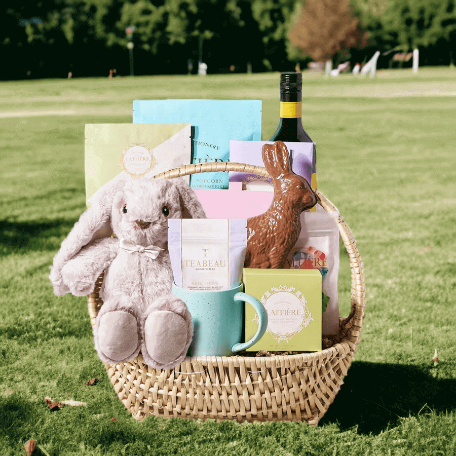 The Easter Bunny Gift Basket is made especially for adults after chasing down errant eggs all day. 