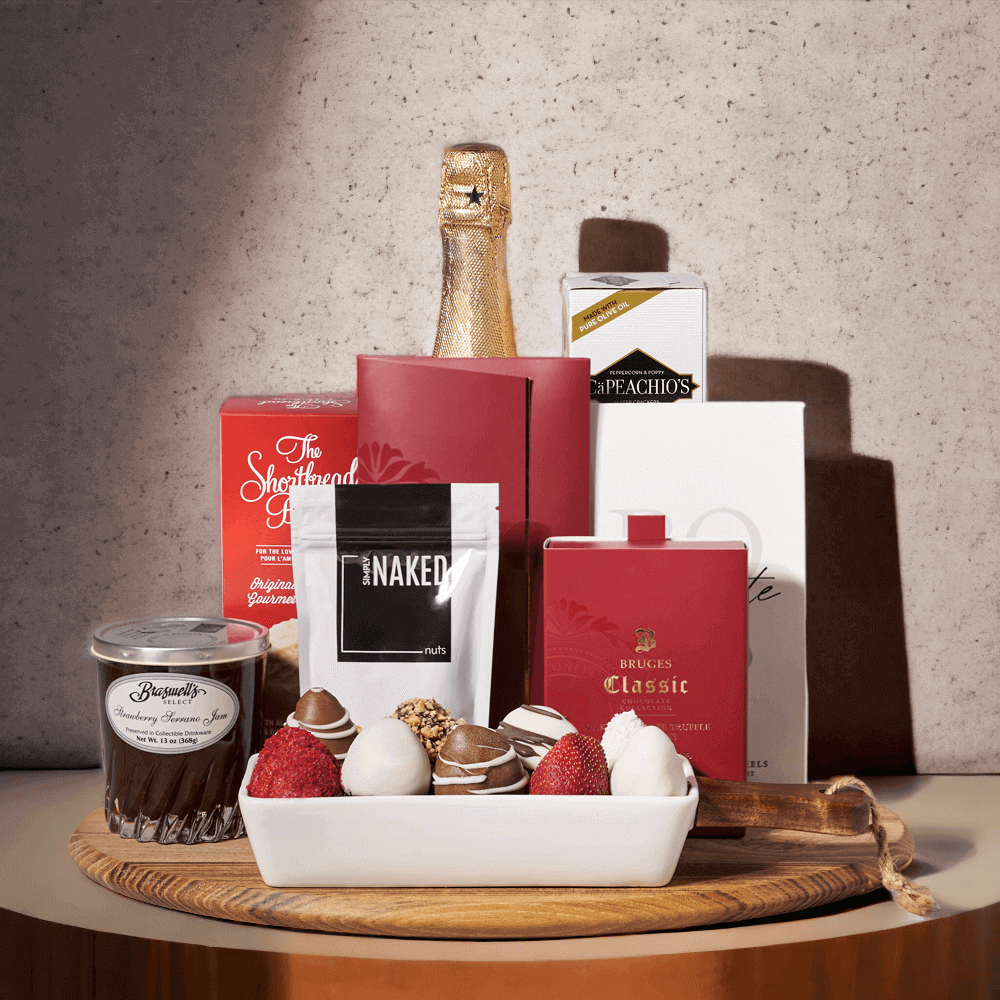 The Sparkling Wine & Chocolate Gift Basket is a visual and culinary delight that is certain to give your taste buds a tantalizing treat.