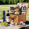  Tuscan CastelGiocondo Red Wine Picnic Basket from Monthly Sommelier. This gift includes a bottle of CastelGiocondo Brunello di Montalcino, fresh green grapes, sweet marmalade, gouda cheese, truffle salami, an assortment of crackers, dark chocolate truffles, a small cutting board, and a wonderful picnic basket with all the necessary cutlery and dishware. 