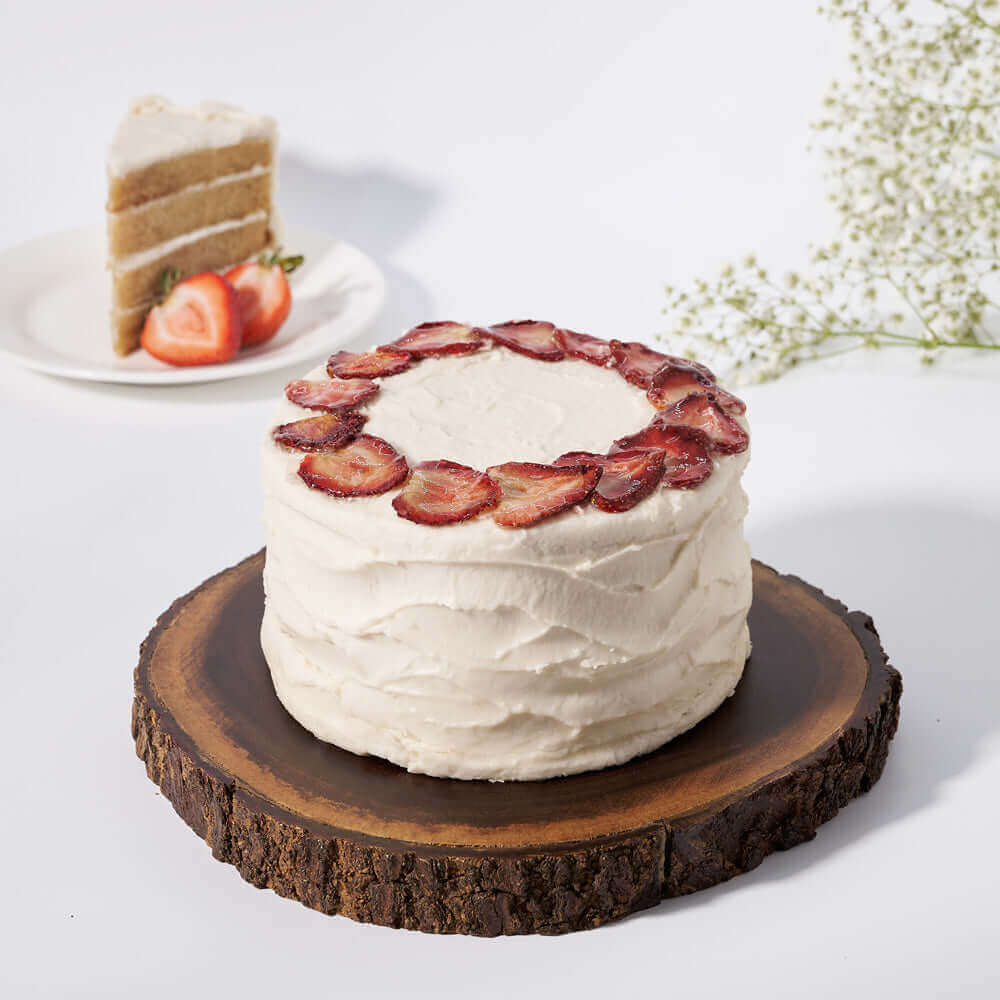 The Vegan Vanilla Cake is a classic vanilla cake made with vegan ingredients for a cake that anyone can indulge in! A cake makes any get-together more special, so don't wait, treat your friends and family to celebratory treat they will adore.